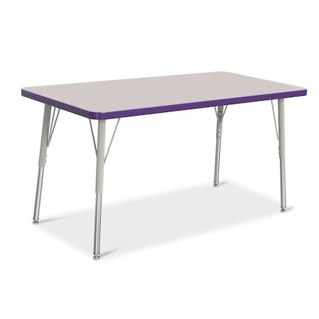 Jonti-Craft Berries Rectangle Activity Table, 24 in. x 48 in., A-height, Freckled Gray/Purple/Gray 6403JCA004